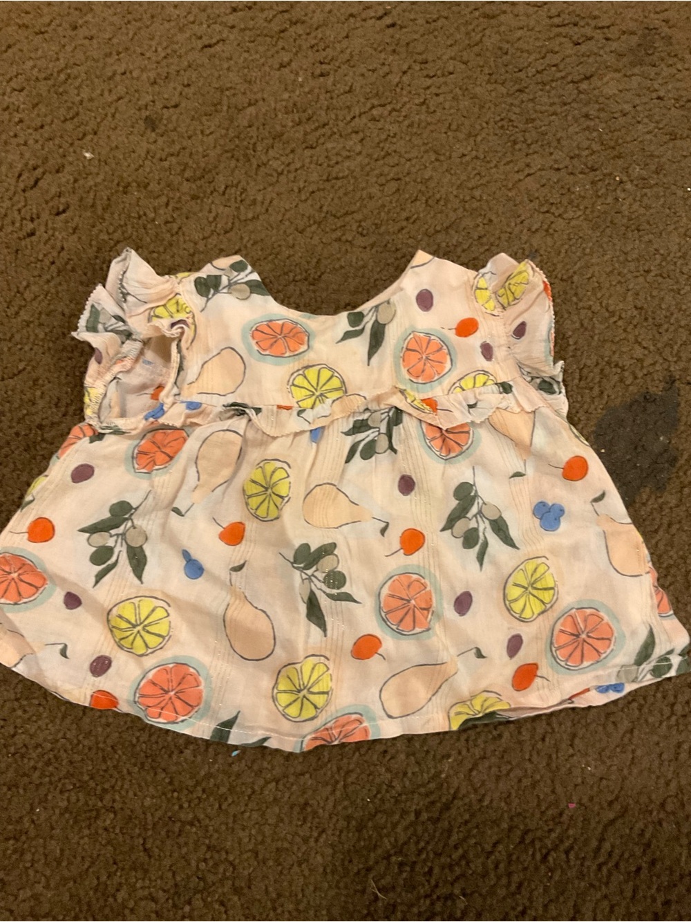 Girls' Citrus Print Ruffle Tank Top - peach